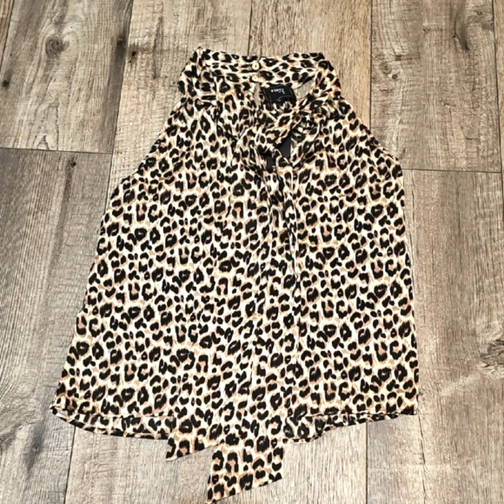 Reset By Jane Cheetah Tie Neck Top